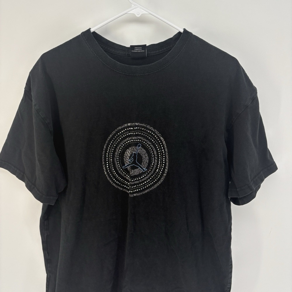 Jordan Shirt‎ Men XXL Black Elephant Print Rhinestone Graphic Short Sleeve